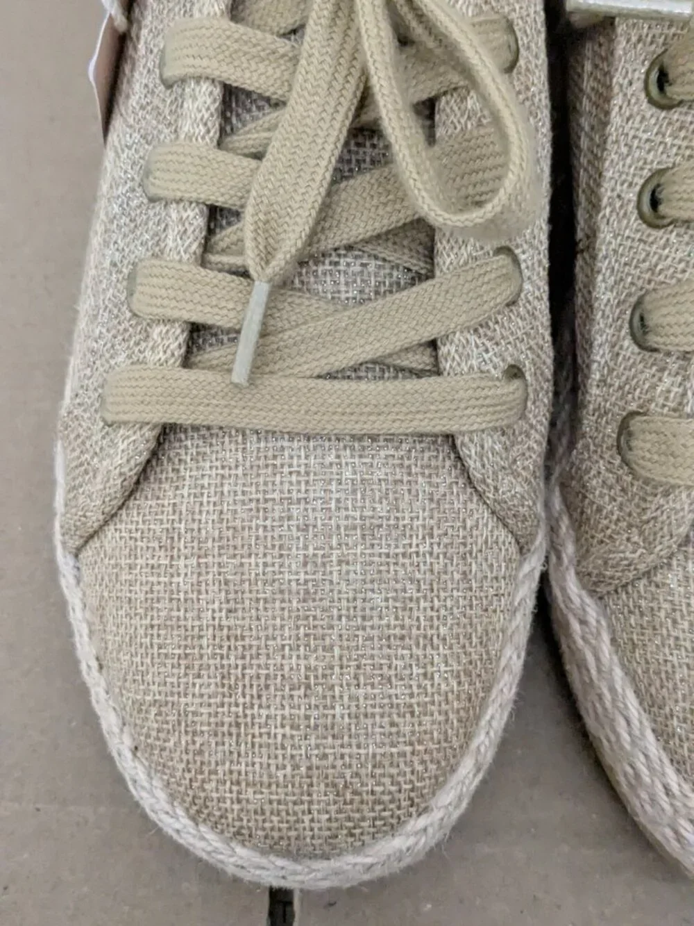 Tommy Bahama Women's Shoes Tan Linen Lace Up Espadrille Sneakers Casual Size 10